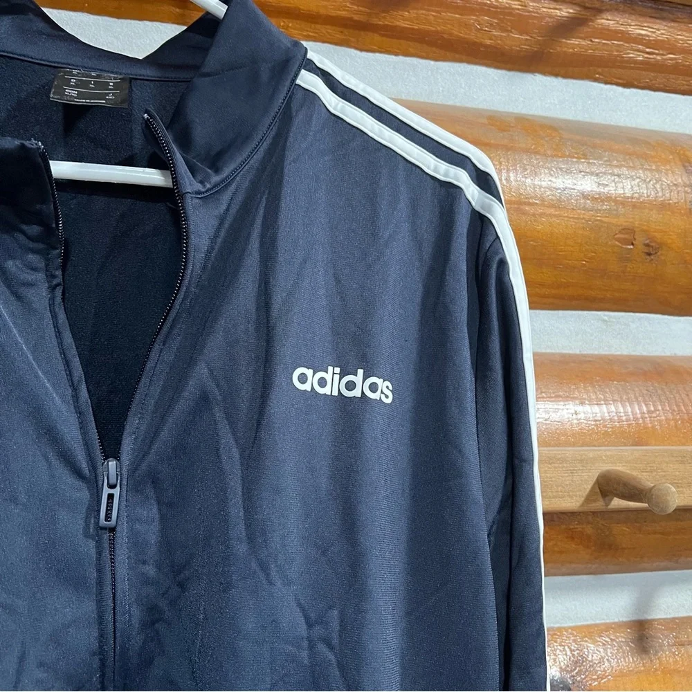 Adidas‎ Men's Navy Windbreaker with White Stripes